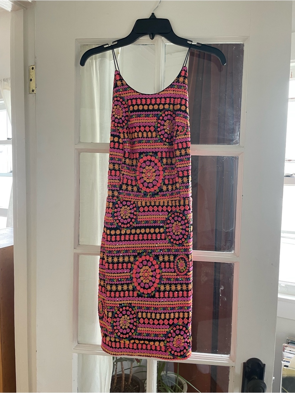 Hutch Pink Multicolor sequin pattern Mini Dress